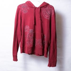 Burgundy rose distressed hoodie